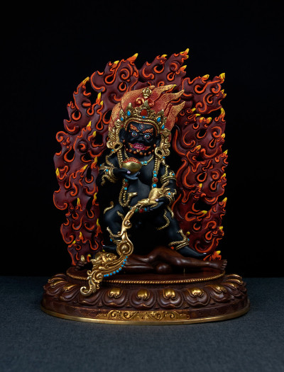 Black Dzambala- 12 inches 24k Part-gold painted antique