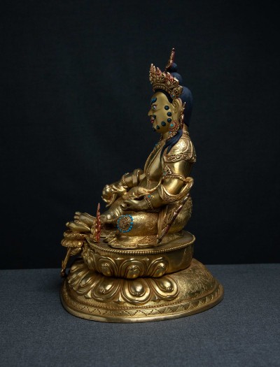 Dzambala- Double lotus- 12 inch 24k Full-gold antique