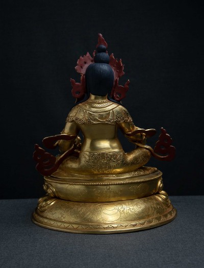 Dzambala- Double lotus- 12 inch 24k Full-gold antique