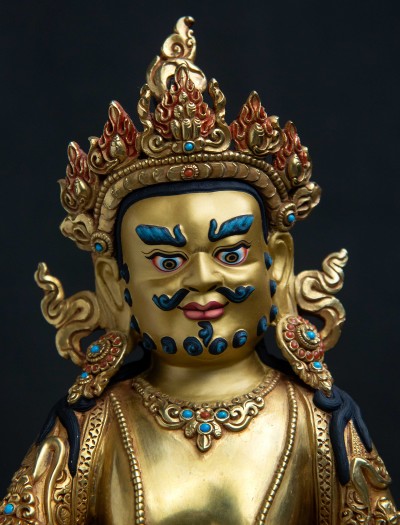 Dzambala- Double lotus- 12 inch 24k Full-gold antique