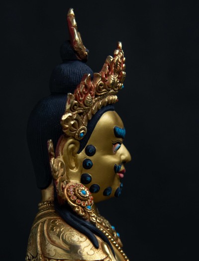 Dzambala- Double lotus- 12 inch 24k Full-gold antique