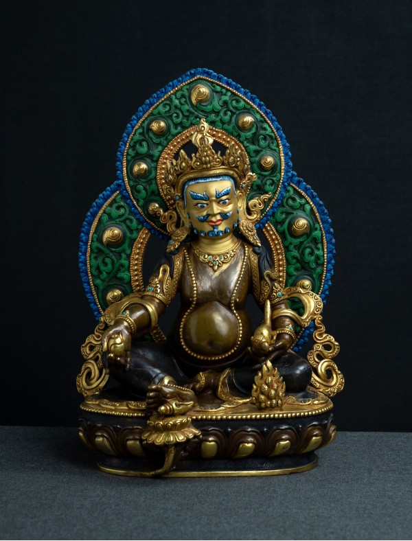 Dzambala- with Halo- 12 inch 24k Part-gold Two-toned antique