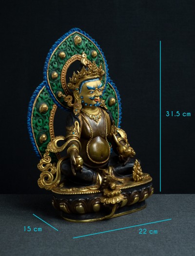 Dzambala- with Halo- 12 inch 24k Part-gold Two-toned antique