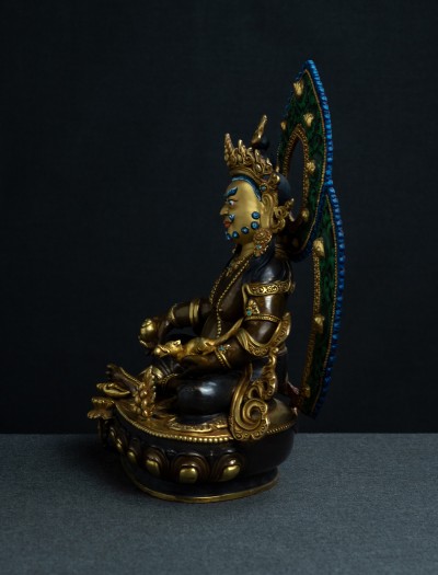 Dzambala- with Halo- 12 inch 24k Part-gold Two-toned antique