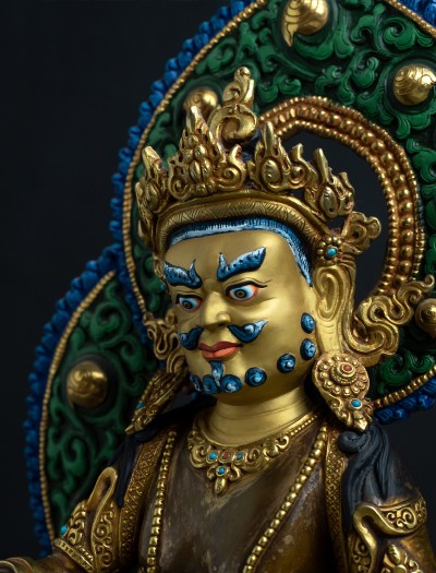Dzambala- with Halo- 12 inch 24k Part-gold Two-toned antique