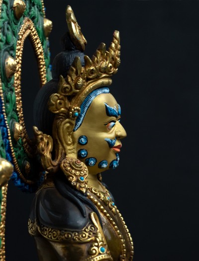 Dzambala- with Halo- 12 inch 24k Part-gold Two-toned antique