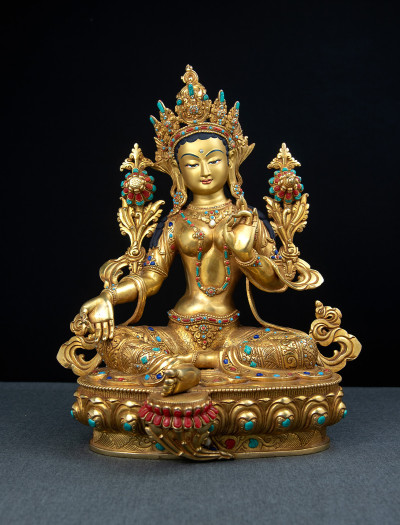 Green Tara- 13 inch Full-gold antique