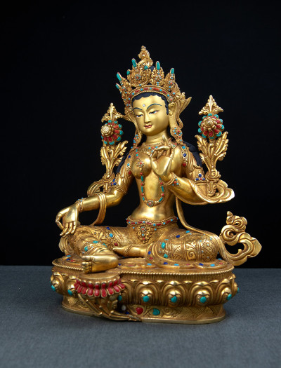 Green Tara- 13 inch Full-gold antique