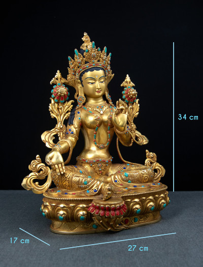 Green Tara- 13 inch Full-gold antique