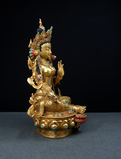 Green Tara- 13 inch Full-gold antique