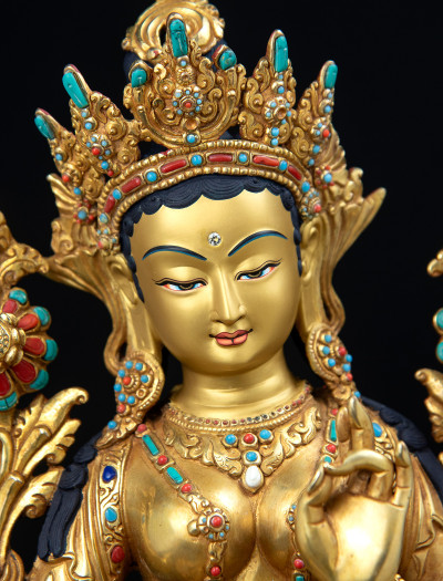 Green Tara- 13 inch Full-gold antique