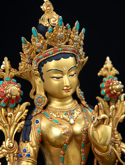 Green Tara- 13 inch Full-gold antique