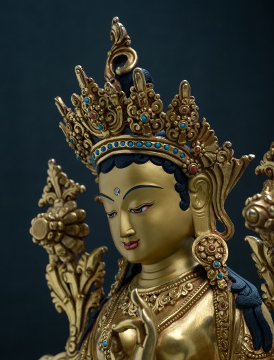 Green Tara- 13 inch Full-gold antique 