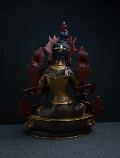 Green Tara- 13 inch 24k Part-gold Two-toned antique 
