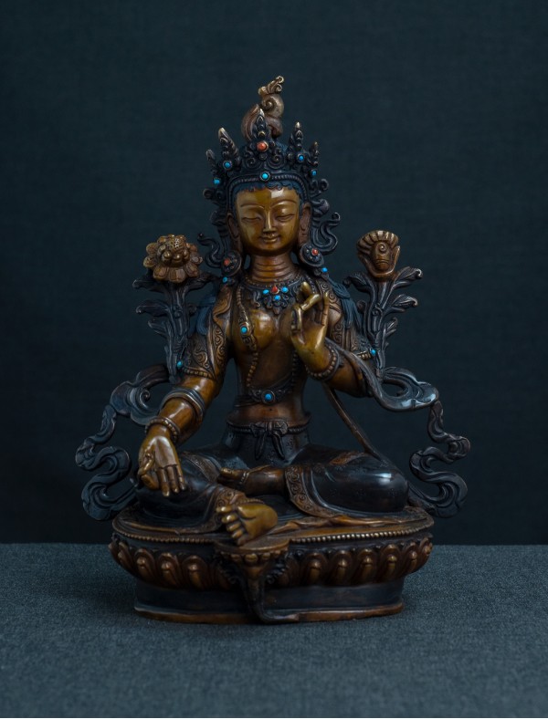 Green Tara- 8 inch Copper two-toned oxidized