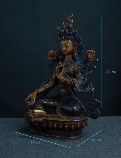 Green Tara- 8 inch Copper two-toned oxidized