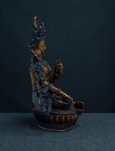 Green Tara- 8 inch Copper two-toned oxidized