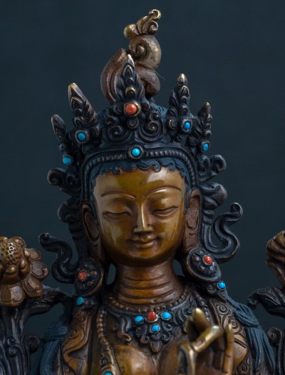 Green Tara- 8 inch Copper two-toned oxidized