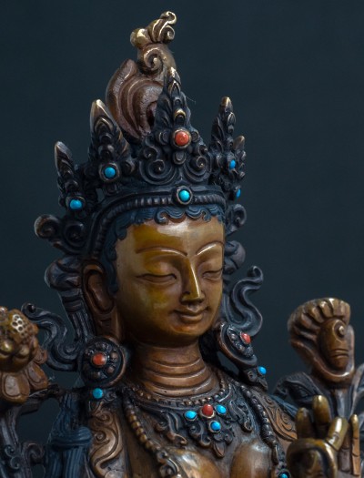 Green Tara- 8 inch Copper two-toned oxidized