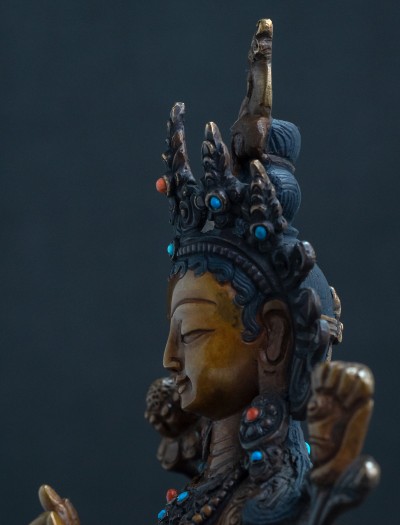 Green Tara- 8 inch Copper two-toned oxidized