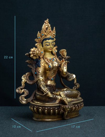 Green Tara- 8 inch 24k Part-gold 