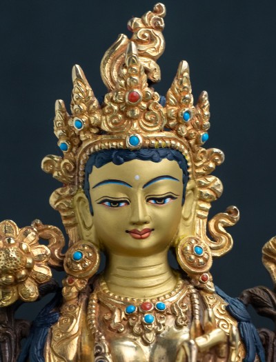 Green Tara- 8 inch 24k Part-gold 