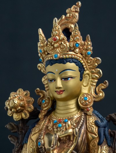 Green Tara- 8 inch 24k Part-gold 