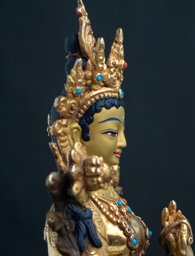 Green Tara- 8 inch 24k Part-gold 