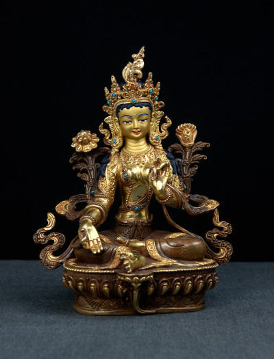Green Tara- 8 inch 24k Part-gold 