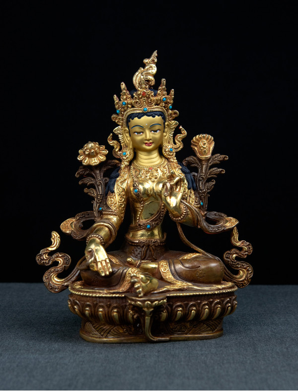 Green Tara- 8 inch 24k Part-gold 