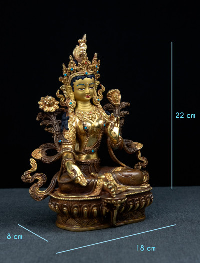 Green Tara- 8 inch 24k Part-gold 