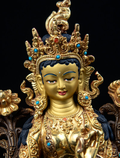 Green Tara- 8 inch 24k Part-gold 