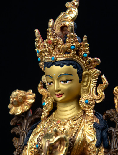 Green Tara- 8 inch 24k Part-gold 