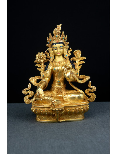 Green Tara- 8 inch 24k Full-Gold antique 1.1