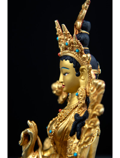 Green Tara- 8 inch 24k Full-Gold antique 1.1
