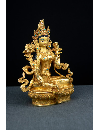 Green Tara- 8 inch 24k Full-Gold antique 1.1