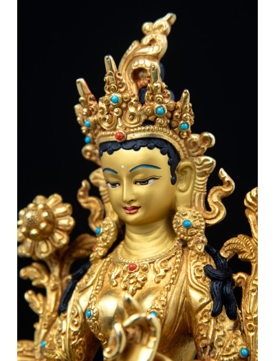 Green Tara- 8 inch 24k Full-Gold antique 1.1