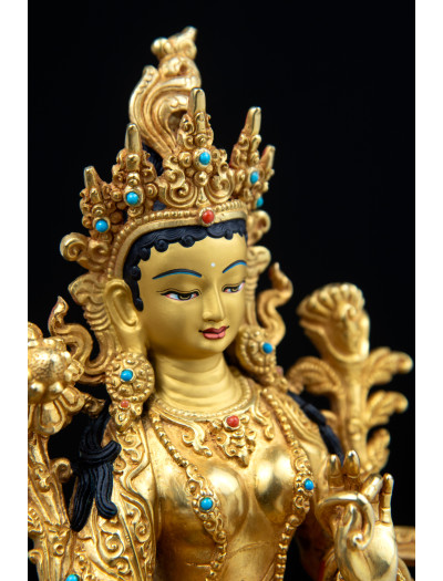 Green Tara- 8 inch 24k Full-Gold antique 1.1