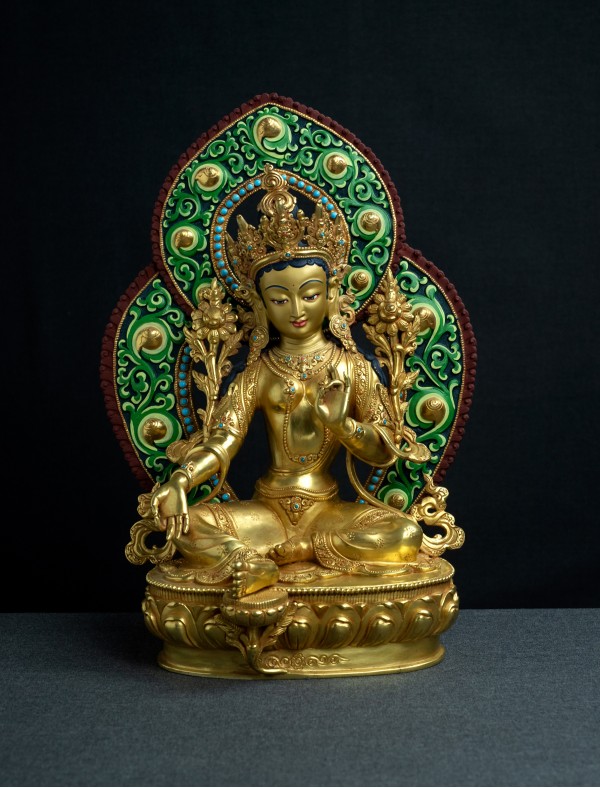 Green Tara- Halo- 12 inch 24k Full-gold antique