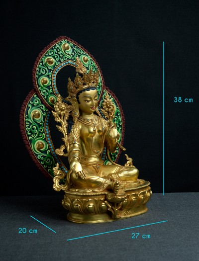 Green Tara- Halo- 12 inch 24k Full-gold antique