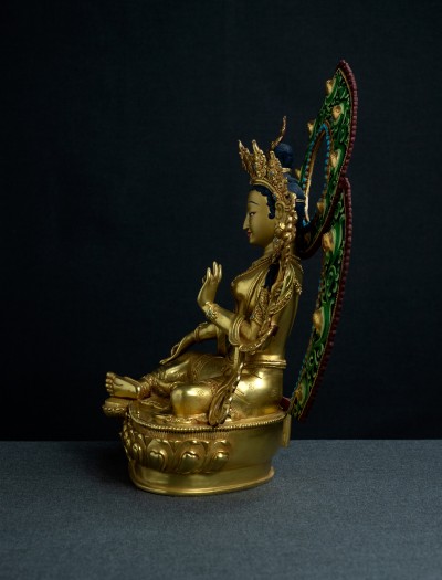 Green Tara- Halo- 12 inch 24k Full-gold antique