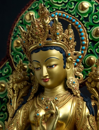 Green Tara- Halo- 12 inch 24k Full-gold antique
