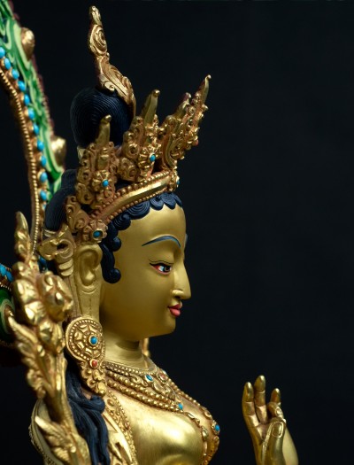 Green Tara- Halo- 12 inch 24k Full-gold antique