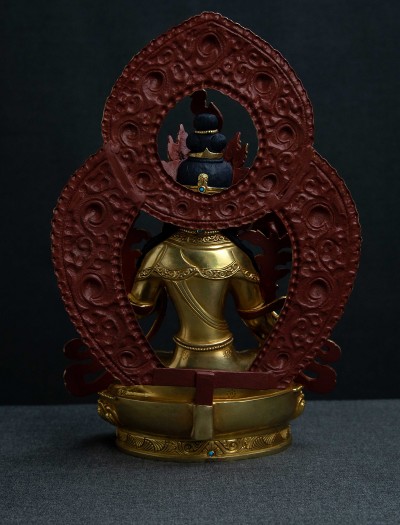 Green Tara- Halo- 8 inch 24k Full-gold antique