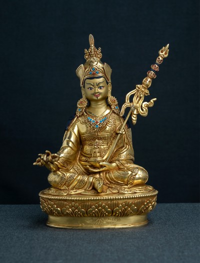 Padmasambhava - 8 inch Full-gold antique