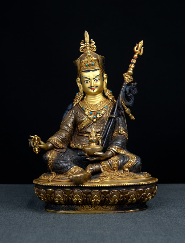 Padmasambhava - 10 inch 24k Part-gold Two-toned antique 