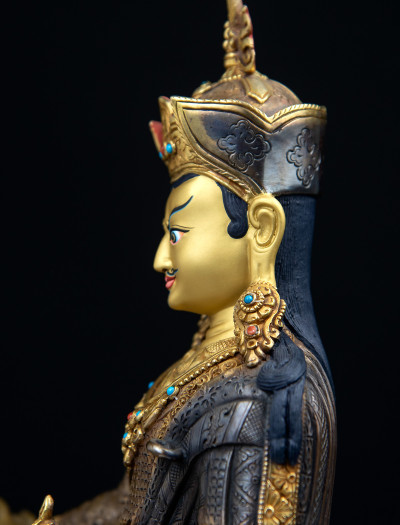 Padmasambhava - 10 inch 24k Part-gold Two-toned antique 