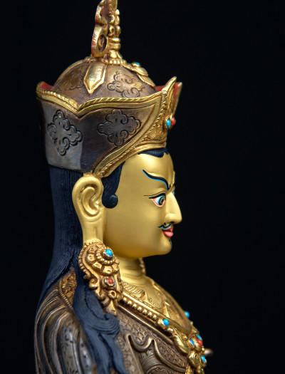 Padmasambhava - 10 inch 24k Part-gold Two-toned antique 