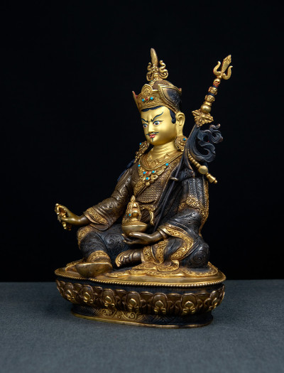 Padmasambhava - 10 inch 24k Part-gold Two-toned antique 