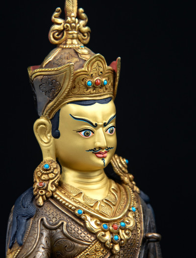 Padmasambhava - 10 inch 24k Part-gold Two-toned antique 